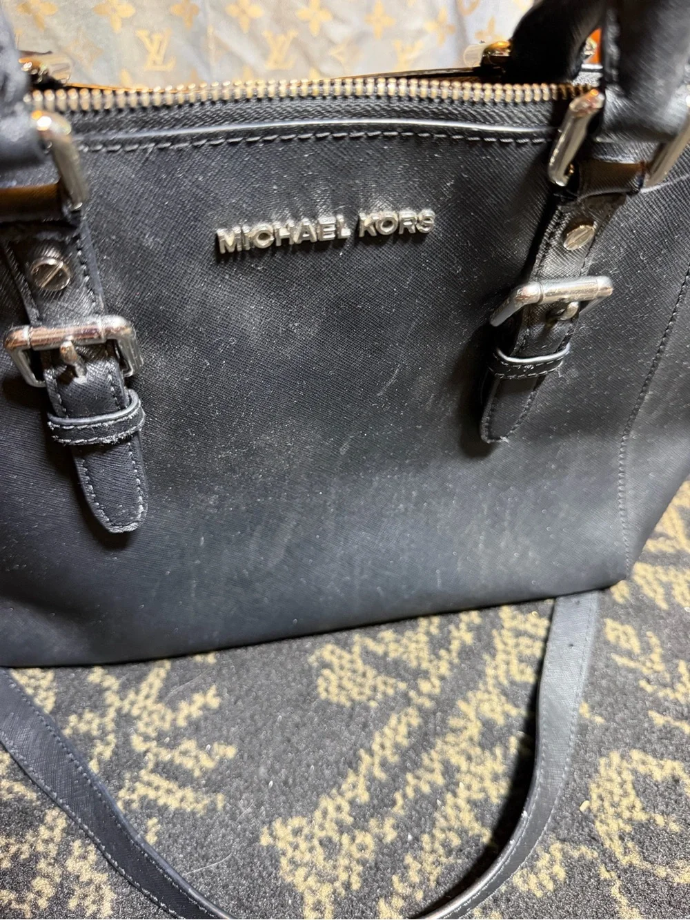 Michael Kors Black Leather Dome Satchel - Versatile Women's tote purse